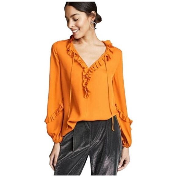 Kobi Halperin Silk Ruffle Blouse XS Balloon Sleeve - Picture 1 of 12
